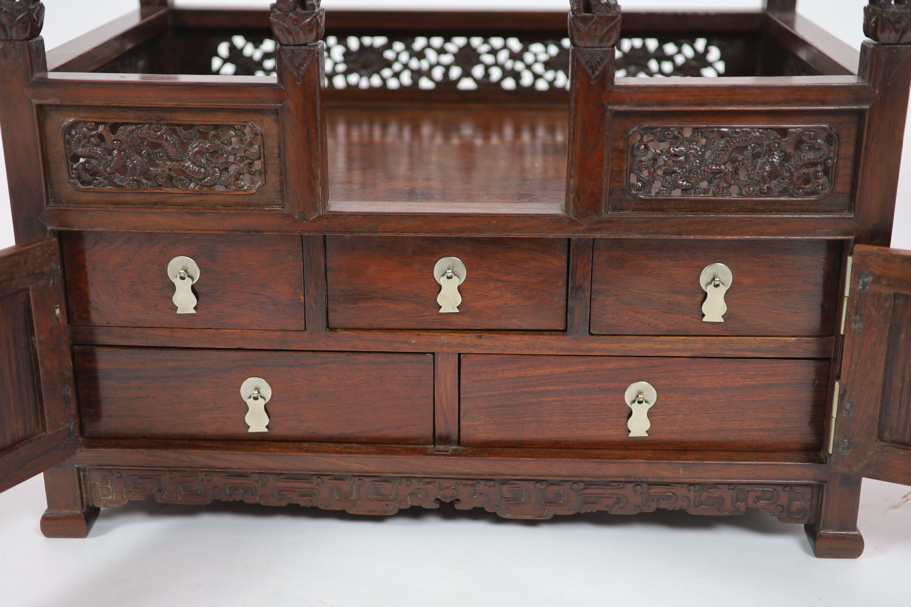 A good Chinese huanghuali table cabinet, 18th/19th century, 59.5cm wide, 42.5cm high, 37.5cm deep